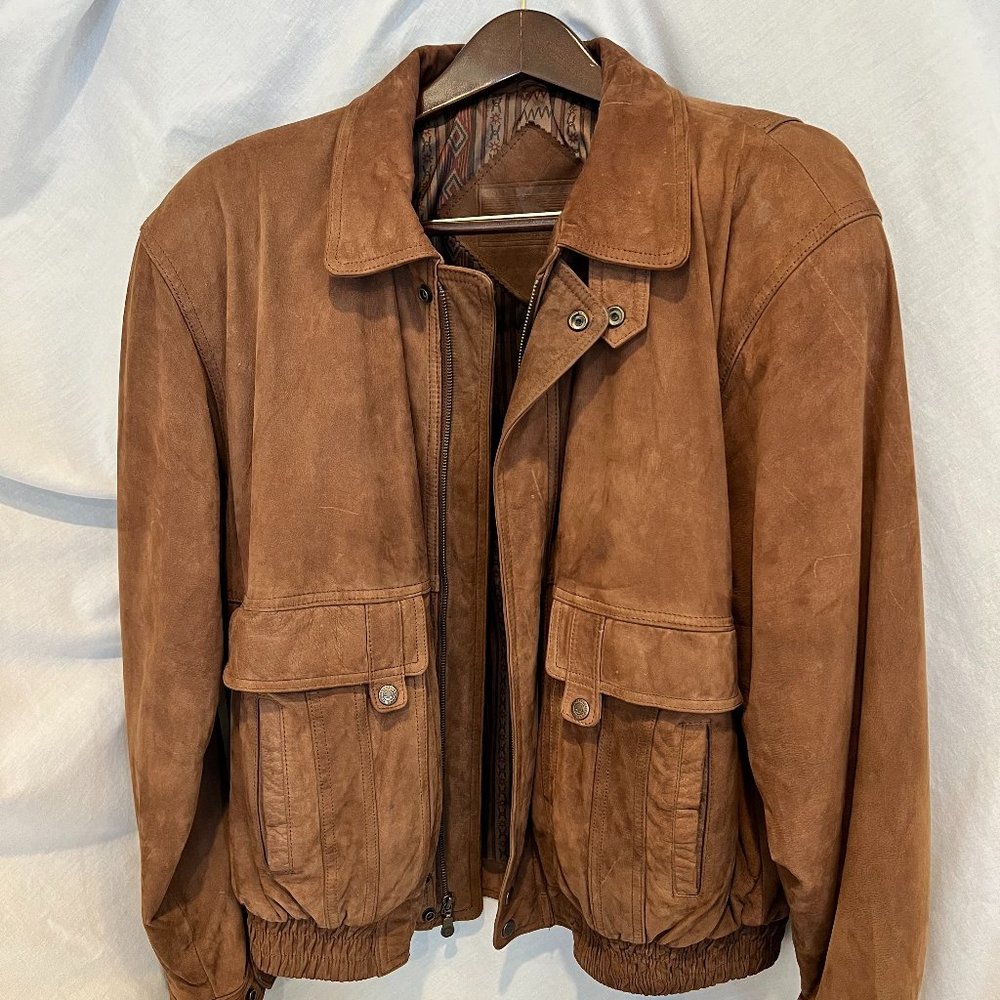 Men's Dark Brown Leather Jacket - Size L